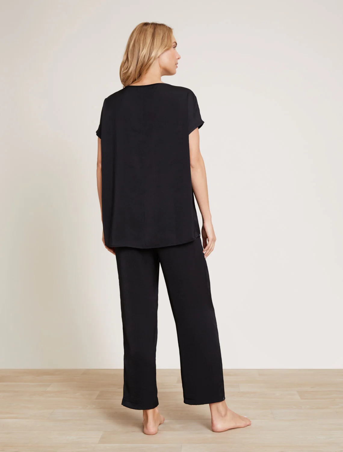 Washed Satin Tee & Cropped Pant Set - Image 9